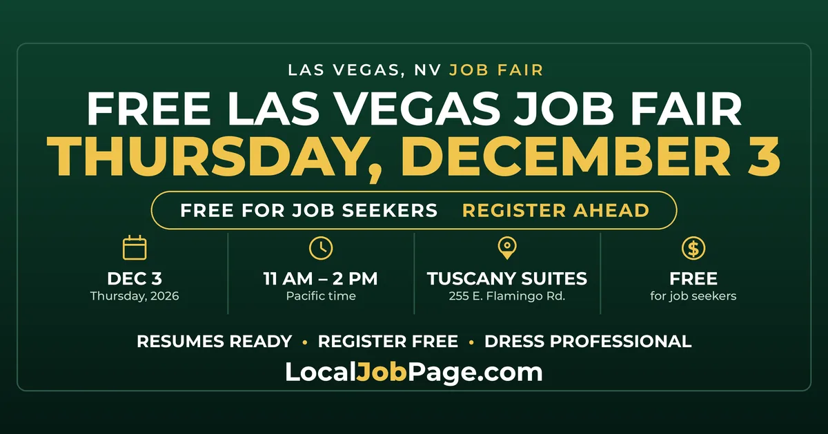Free Las Vegas Job Fair at Tuscany Suites December 3: What to Know