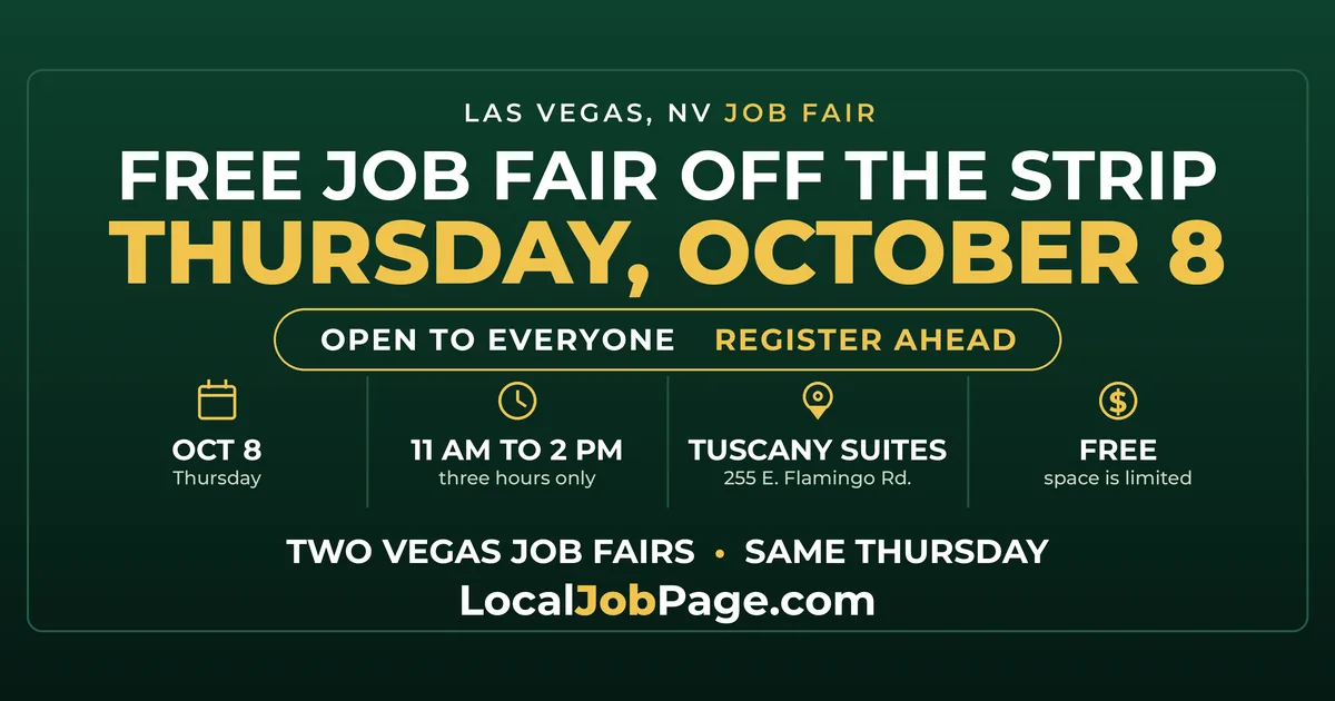 Free Las Vegas Job Fair at Tuscany Suites October 8