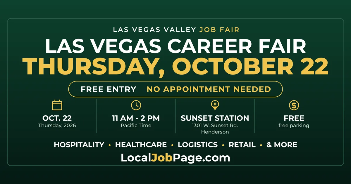Las Vegas Career Fair October 22 at Sunset Station: Free, No Appointment Needed